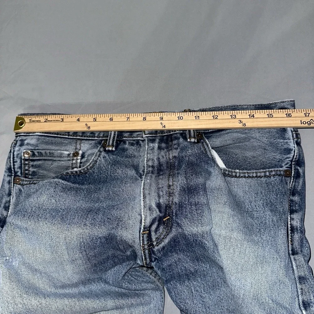 Levis 505 Jeans Mens Size 33x30 ( Fits 33x28) Blue Distressed Nice Fade Casual